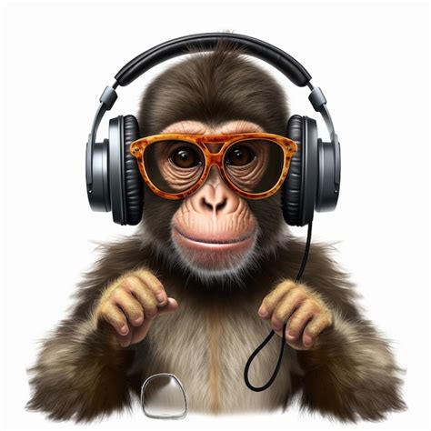 Premium Photo A Monkey With Headphones And Glasses That Say Monkey