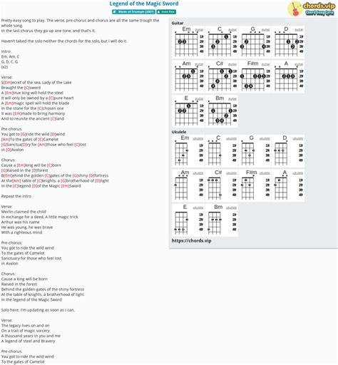 Hợp âm: Legend of the Magic Sword - cảm âm, tab guitar, ukulele - lời bài hát | chords.vip