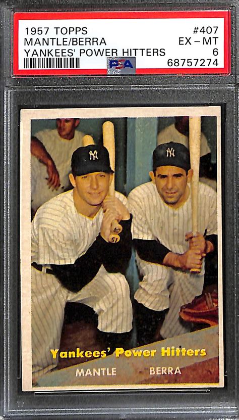 Lot Detail 1957 Topps Yankees Power Hitters Mickey Mantle Yogi