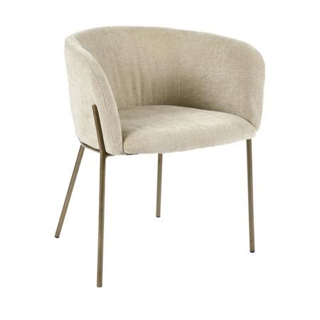 Fauteuil de table en velours pieds métal beige Maisons du monde