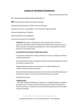 Laudo De Reforma Residencial Pdf