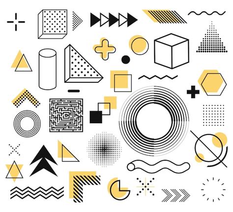 Premium Vector Memphis Set Of Abstract Geometric Shapes Retro