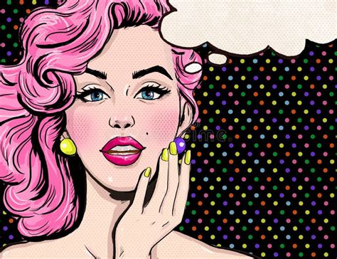 Pop Art Illustration Surprised Girl Comic Woman Wow Advertising