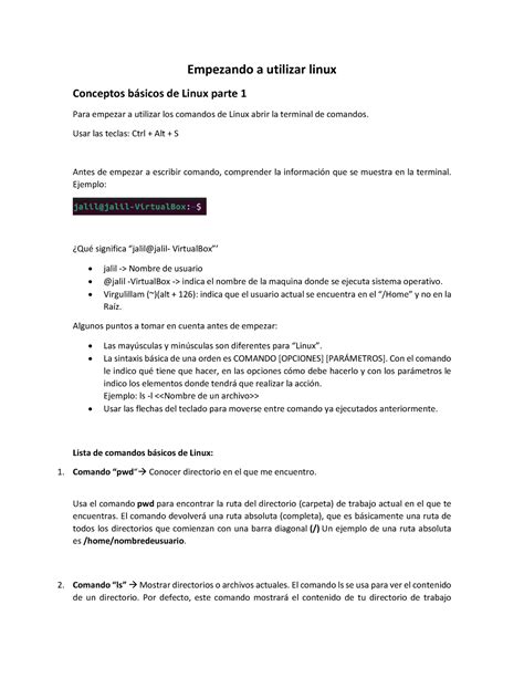 Apuntes Comandos Básicos De Linux Empezando A Utilizar Linux Conceptos B·sicos De Linux Parte