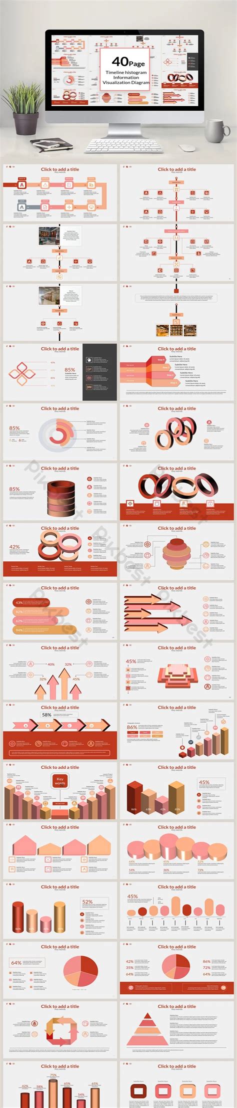 40-page Timeline Histogram Information Visualization Ppt Chart ...