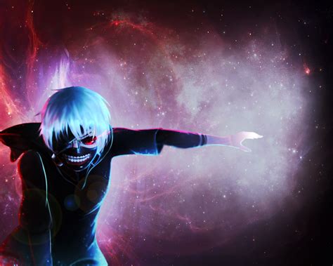 Red Eyes Tokyo Ghoul Kaneki Ken Anime Mask Cyan Hair 1280x1024