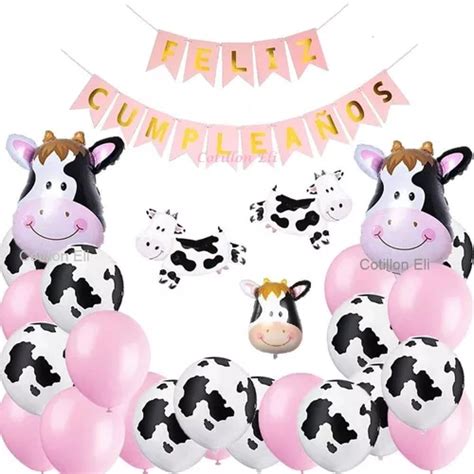 Set Globos Vaca Y Manchas De Vaca Banderin Feliz Cumple En Venta En San