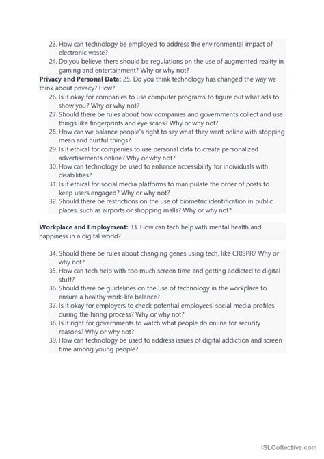 Technology and Ethics Discussion Que…: English ESL worksheets pdf & doc