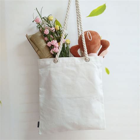 Plain Canvas Thick Rope Tote Bag High Capacity Shoulder Sling Bag Katsa