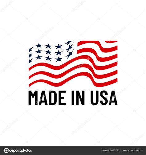 Made In Usa Sign Logo American Flag Us Icon Vector With Red Blue Stock