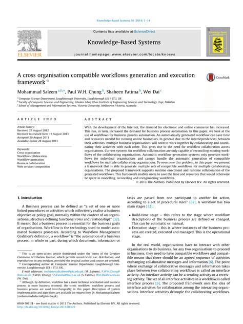 (PDF) A cross organisation compatible workflows generation and ...