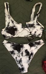 Jessica Stockstill X ZAFUL V Notch Cutout Tie Dye Bikini Swimsuit In