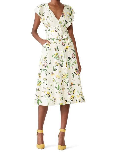 Tanya Taylor Womens Inez Ivory Floral Print Midi Dre Gem