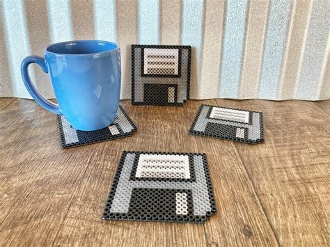 Retro Floppy Disk Coaster Pixel Art Perler Beads Coaster Etsy