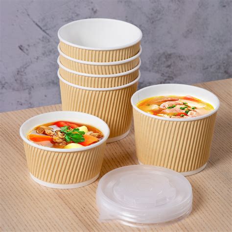 350ml Disposable Paper Bowl Corrugated Kraft Paper Soup Cuptakeaway