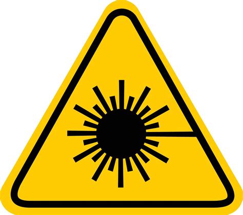 Laser Radiation Warning On White Background Yellow Triangle Warning