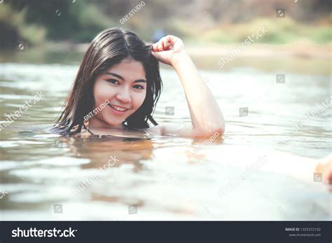 Sexy Woman Bikini River Waterfall Stock Photo Shutterstock