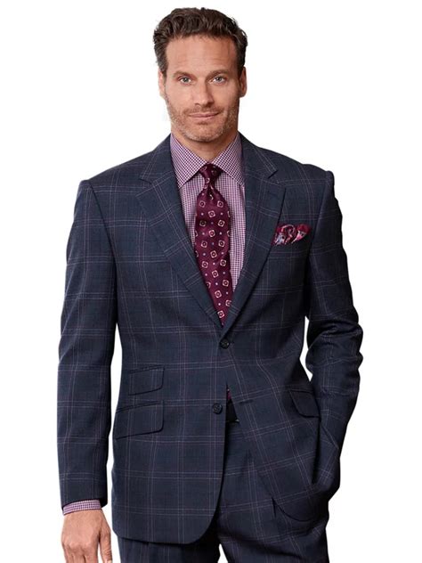 Wool Windowpane Suit Jacket Paul Fredrick