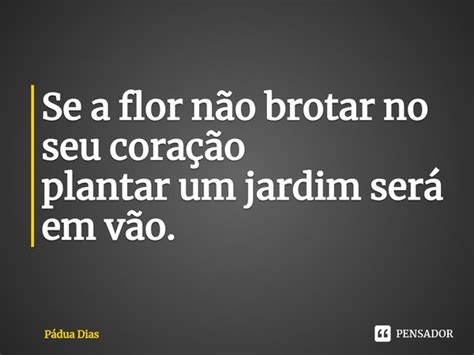 ⁠se A Flor Não Brotar No Seu Pádua Dias Pensador