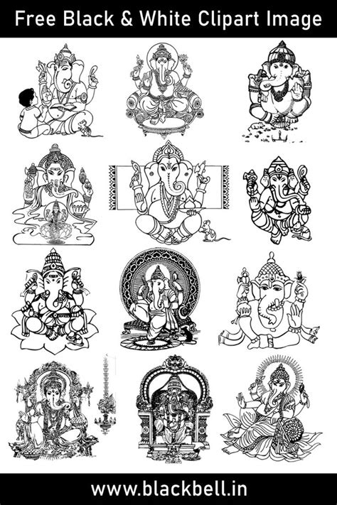 VINAYAGAR BLACK & WHITE CLIPART in 2024 | Psd template free, Visiting card templates, Clip art