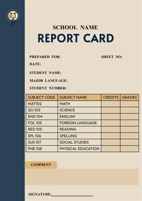 Printable Report Card Template Design Postermywall