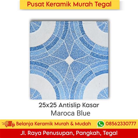 Keramik Lantai 25x25 Kasar Maroca Blue Motif Bulat Cantik