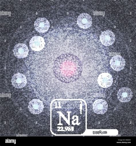 Átomo de sodio con órbitas de electrones y propiedades ilustración