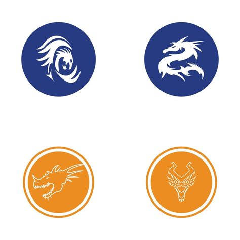 Dragon logo circle background vector icon illustration design template ...