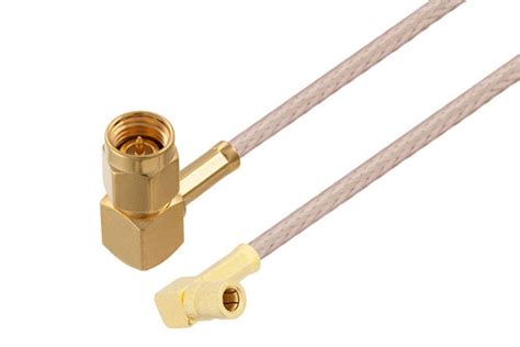 SSMB Plug Right Angle To SMA Male Right Angle Cable 12 Inch Length