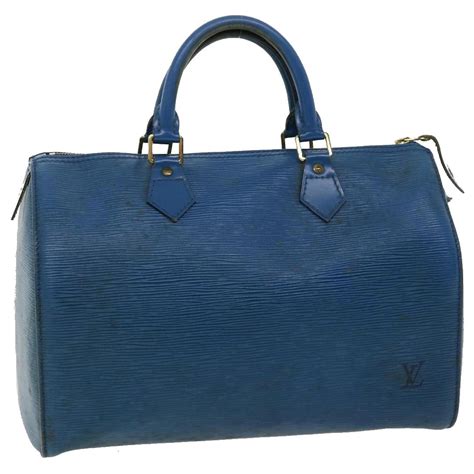 Speedy Louis Vuitton Schnell 30 Blau Leder Ref 676314 Joli Closet