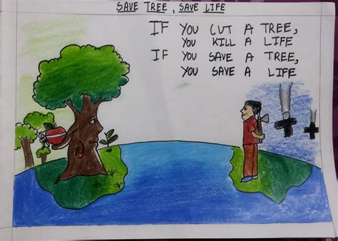 drawing   theme save tree save life india ncc