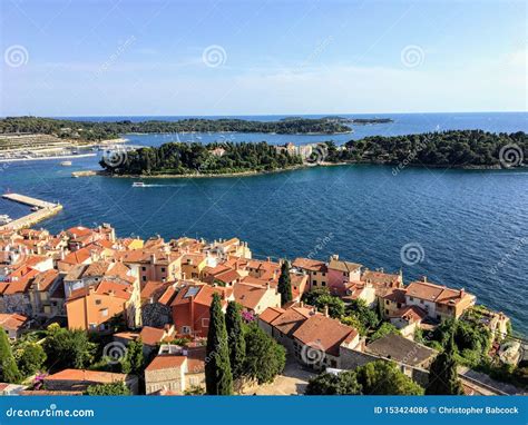 An Aerial View Of The Beautiful Old Town Of Rovinj Croatia On The