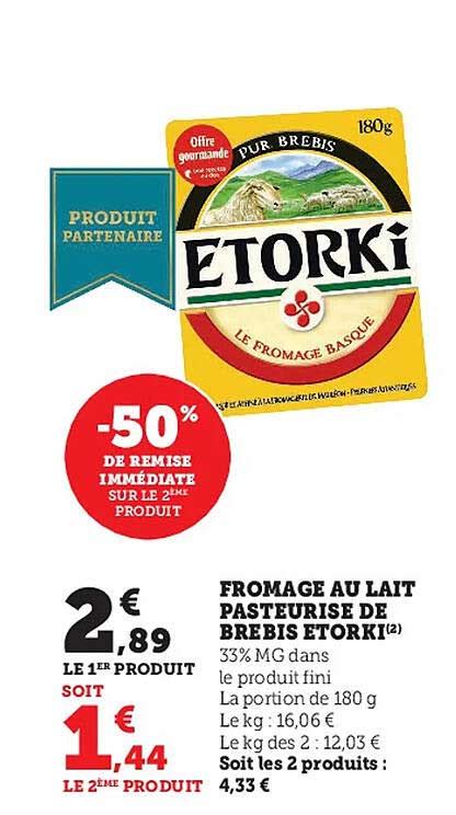 Promo Fromage Au Lait Pasteurisé De Brebis étorki chez Super U