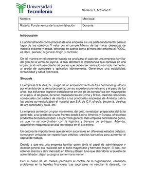 Actividad Fundamentos De Administracion Actividad Fundamentos De