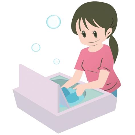洗濯をしている女性のイラスト - 無料イラストのIMT 商用OK、加工OK