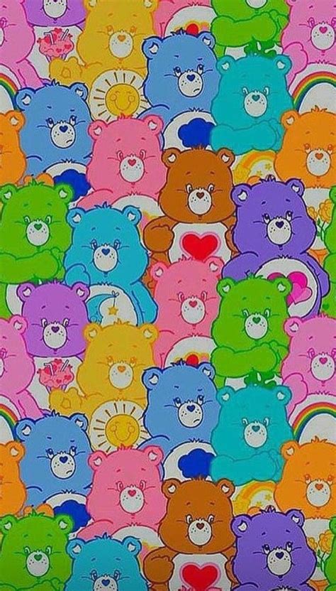 A Group Of Colorful Teddy Bears With Rainbows And Hearts In The