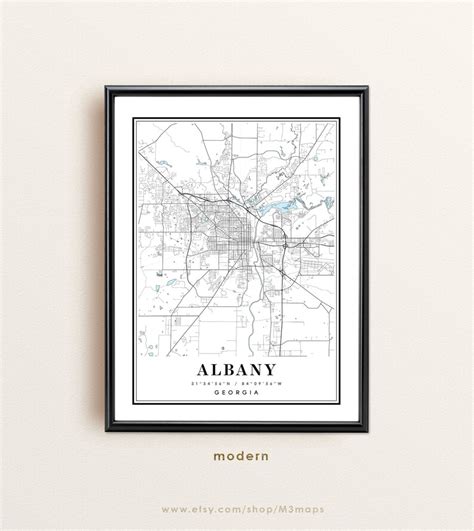 Albany Georgia Map Albany GA Map Albany City Map Albany | Etsy