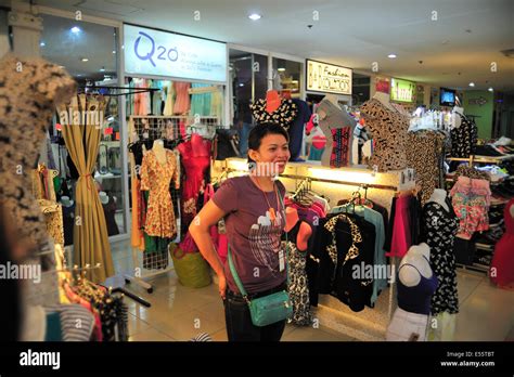 Shop Assistant In E Mall Clothes Store Cebu City Philippines Stock