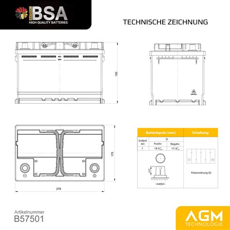 Bsa Agm Batterie V Ah A Autobatterie Start Stop Starterbatterie