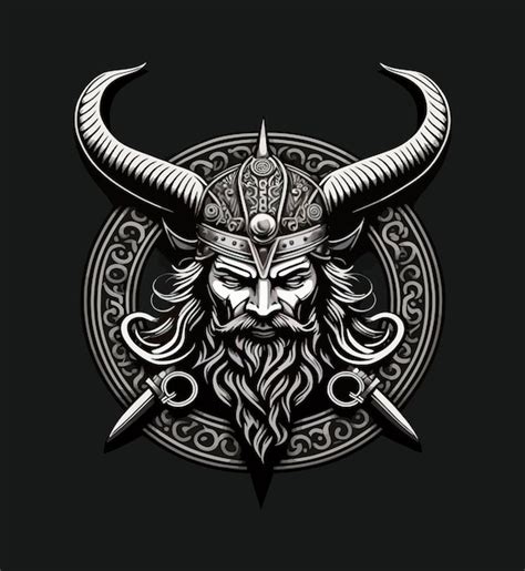 Premium Vector Viking Logo Grayscale Dark Background Coat Of Arms