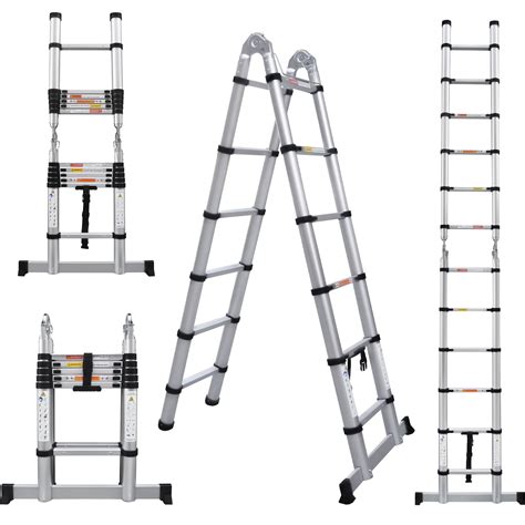 Ft Aluminum Telescopic Extension Ladder In A Frame Ladder Or