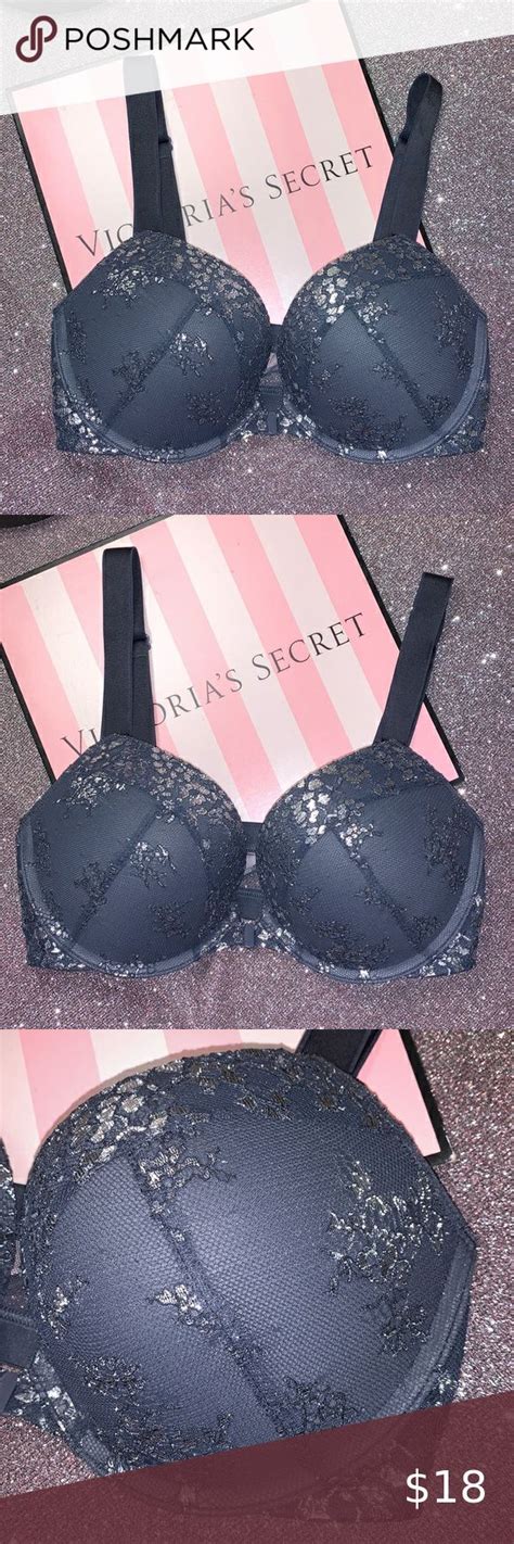 Victorias Secret Bra Very Sexy Push Up Gray Euc Straps Back Front