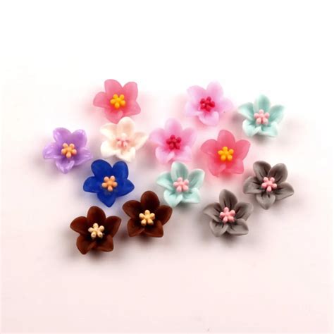 Pcs Mixed Mm Resin Flower Decoration Crafts Flatback Cabochon