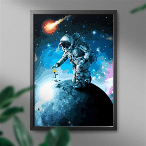 Obraz Malowanie Po Numerach 40X50 Cm Astronauta Na Planecie Oh Art