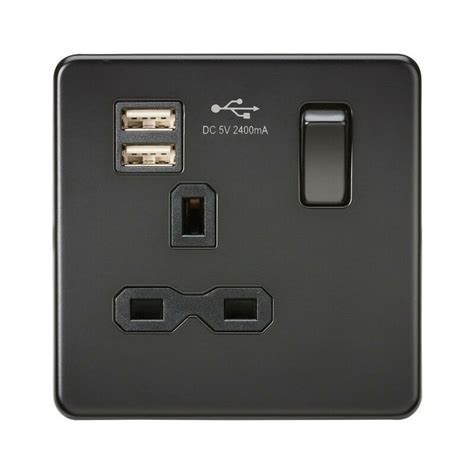 Knightsbridge Screwless 13A 1G Switched Socket With Dual USB Charger 2