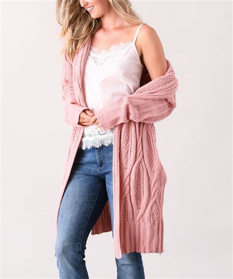 Simply Couture Pink Twist Knit Long Cardigan Simply Couture