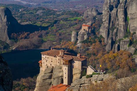 Hanging Monastery At Meteora Of Kalampaka In Greece The Meteora Area