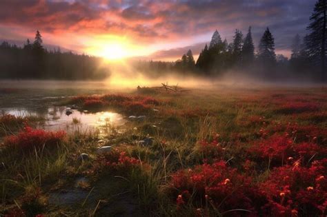 Premium AI Image | sunrise meadow