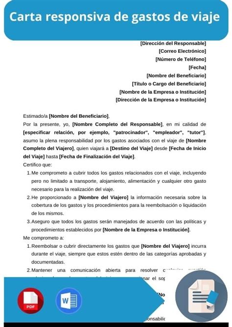 Carta Responsiva De Viaje Word Pdf