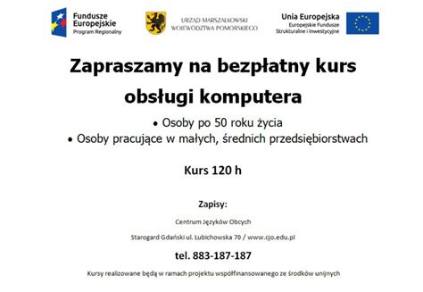 Zaproszenie na bezpłatny kurs obsługi komputera